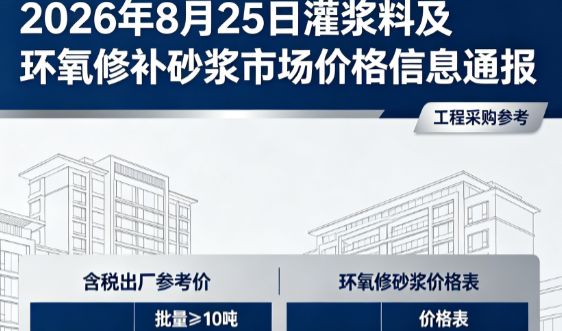 屏山2026年8月25日灌浆料及环氧修补砂浆市场价格信息通报